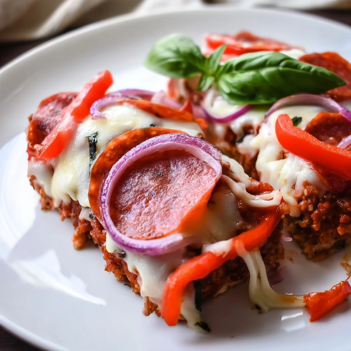 Golden crispy chicken crust pizza topped with melted mozzarella, pepperoni, and fresh basil