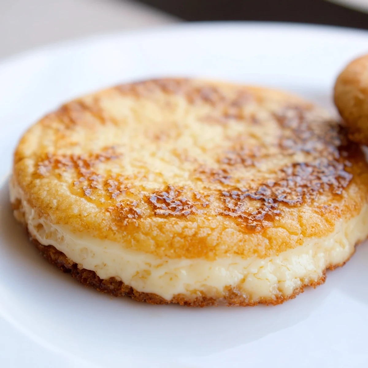 Golden caramelized sugar tops soft baked creme brulee cookies with creamy vanilla centers