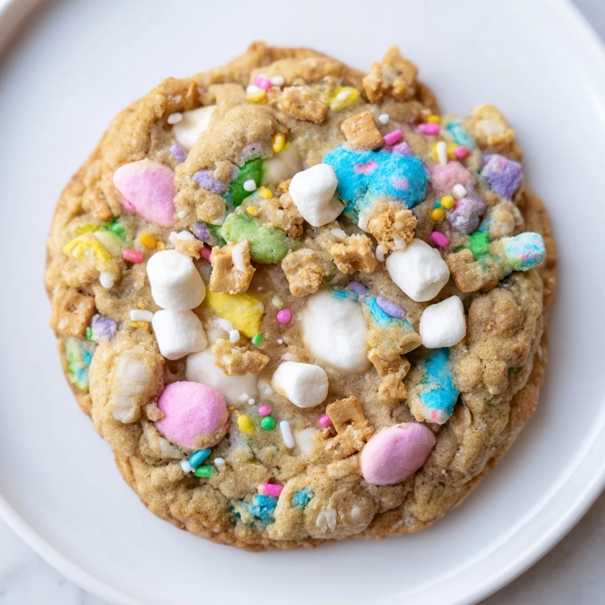 Freshly baked Easter Trash Cookies studded with sprinkles and white chocolate chips golden edges