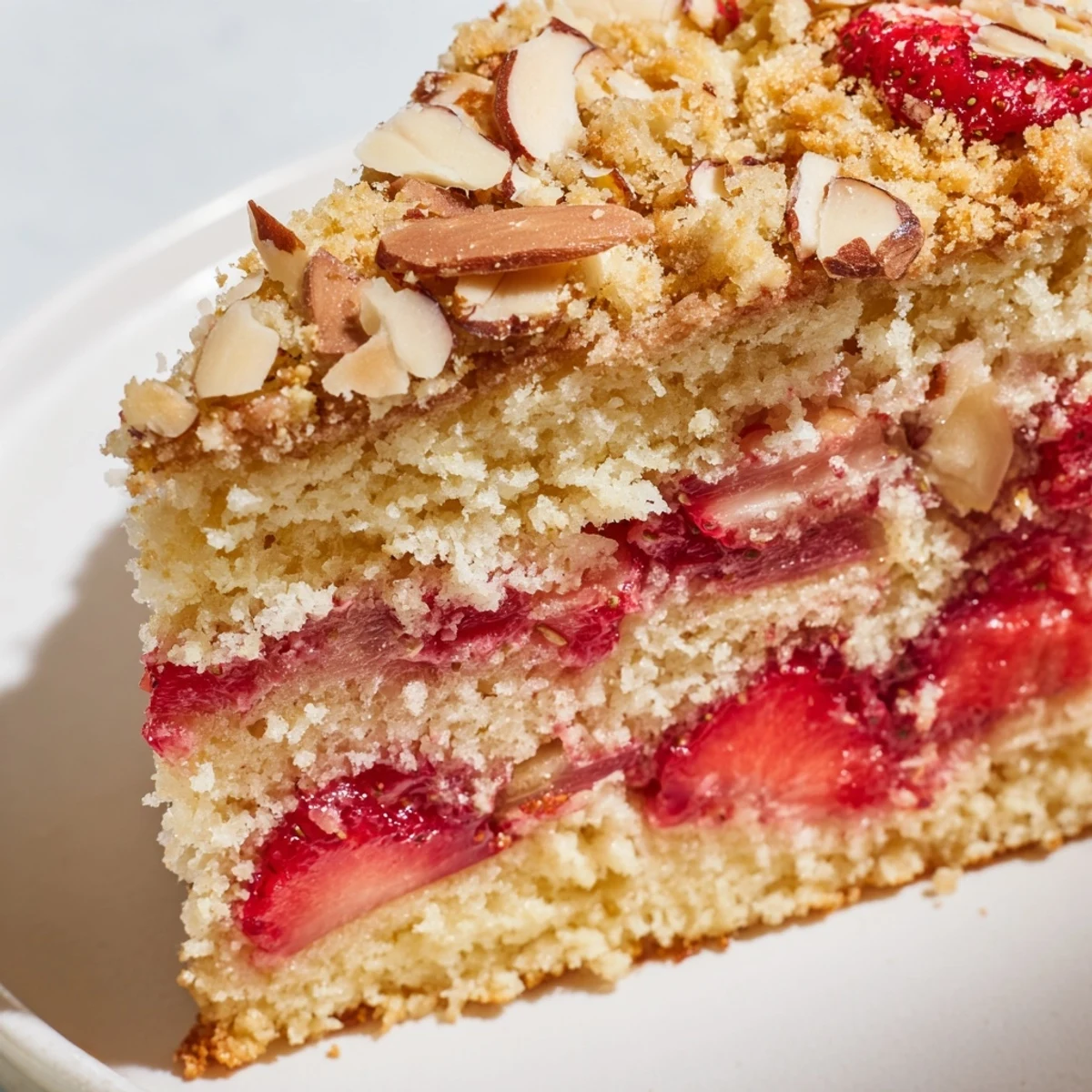 Spring Lemon Rhubarb Strawberry Cake