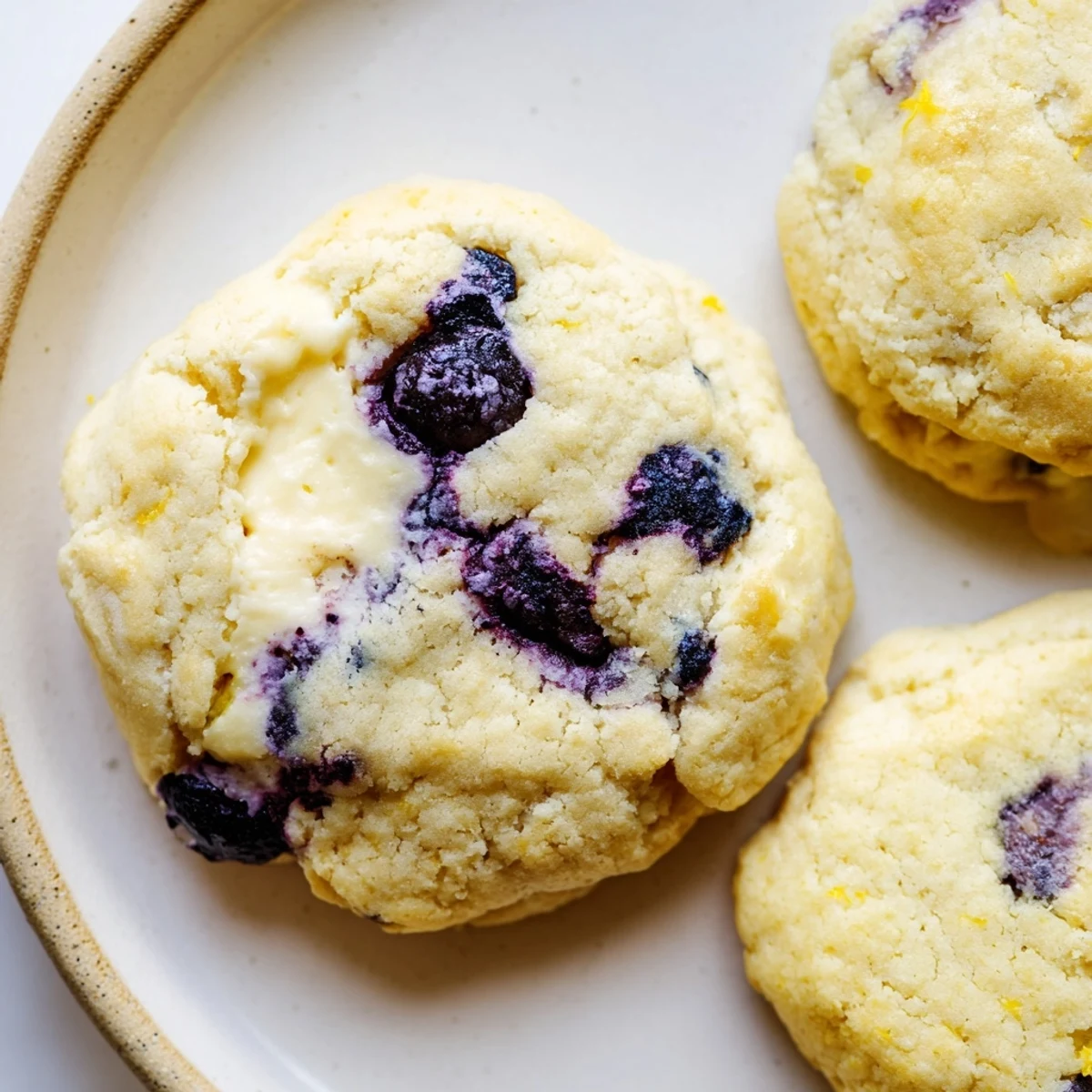 Fresh blueberries dot these soft lemon blueberry cheesecake cookies dusted with snowy powdered sugar