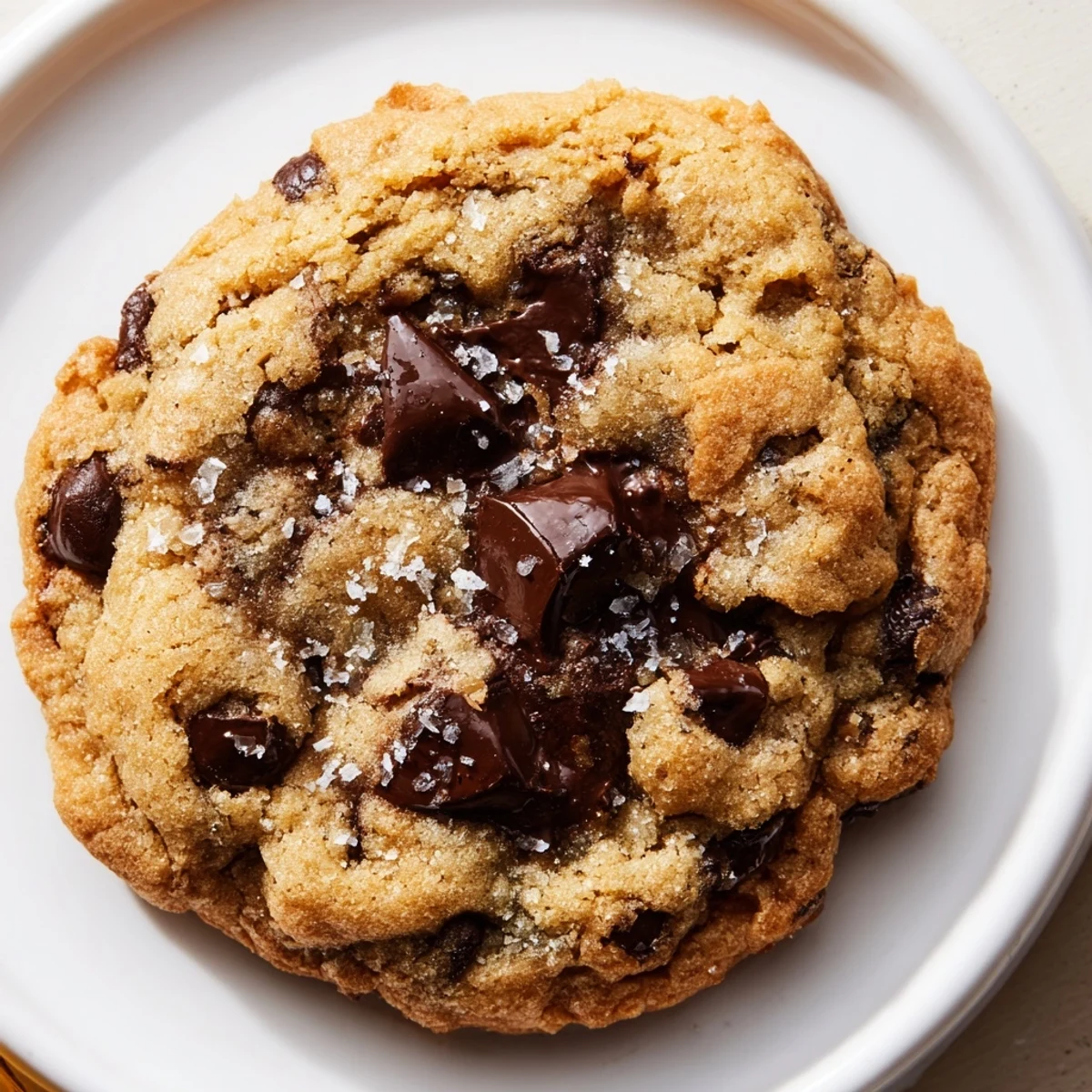 Soft nut free chocolate chip cookies with golden edges on a white cooling rack