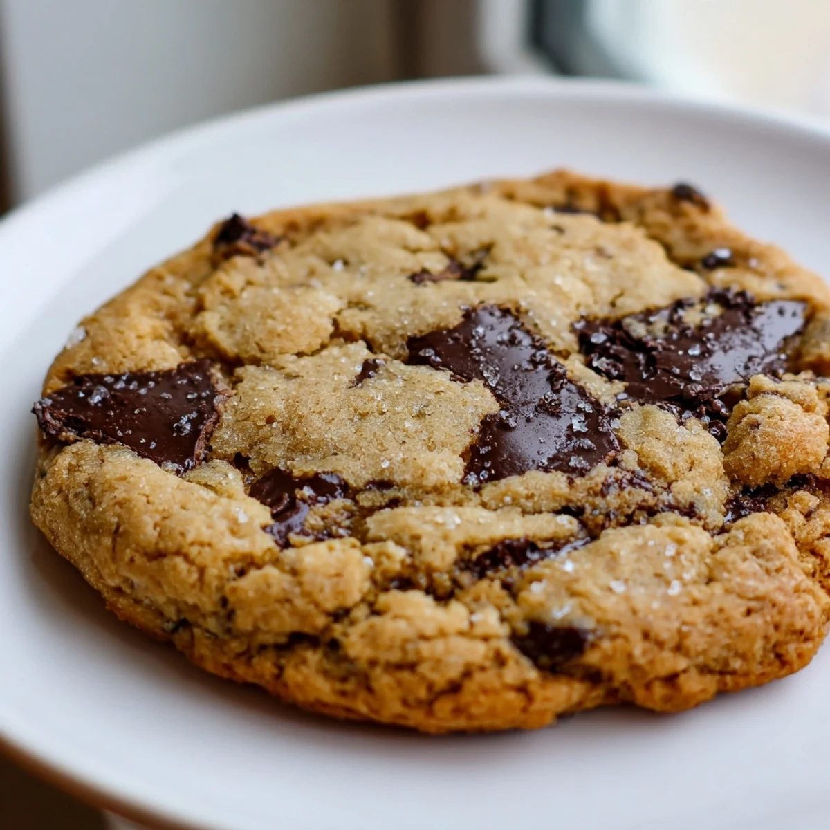Warm nut free chocolate chip cookies fresh from the oven with melty chocolate chips