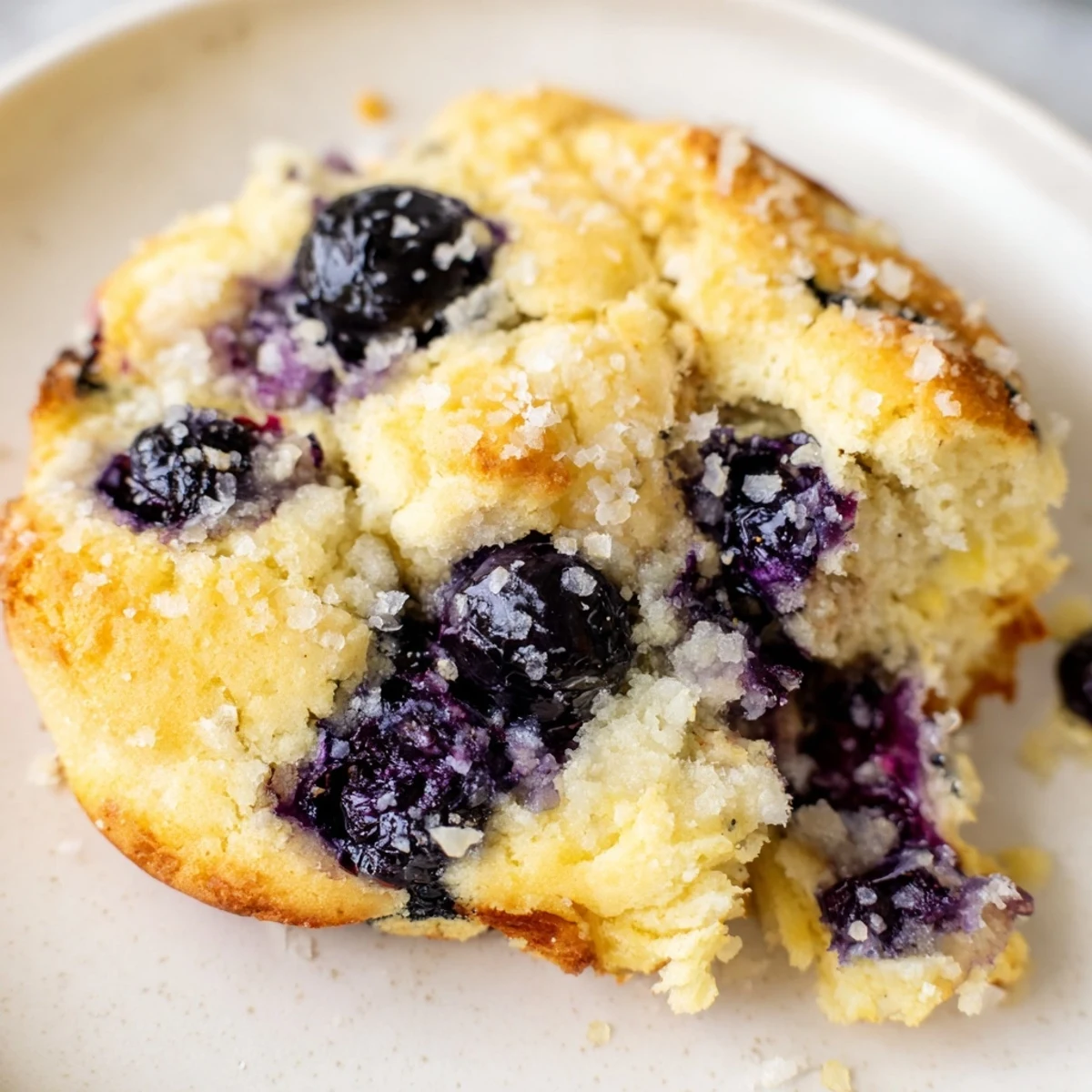 Soft blueberry muffin cookies with golden edges and juicy berries on a rustic baking sheet