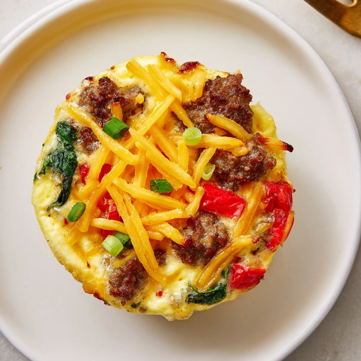 Golden Turkey Sausage Egg Muffins with melted cheddar, perfect for meal prep breakfasts