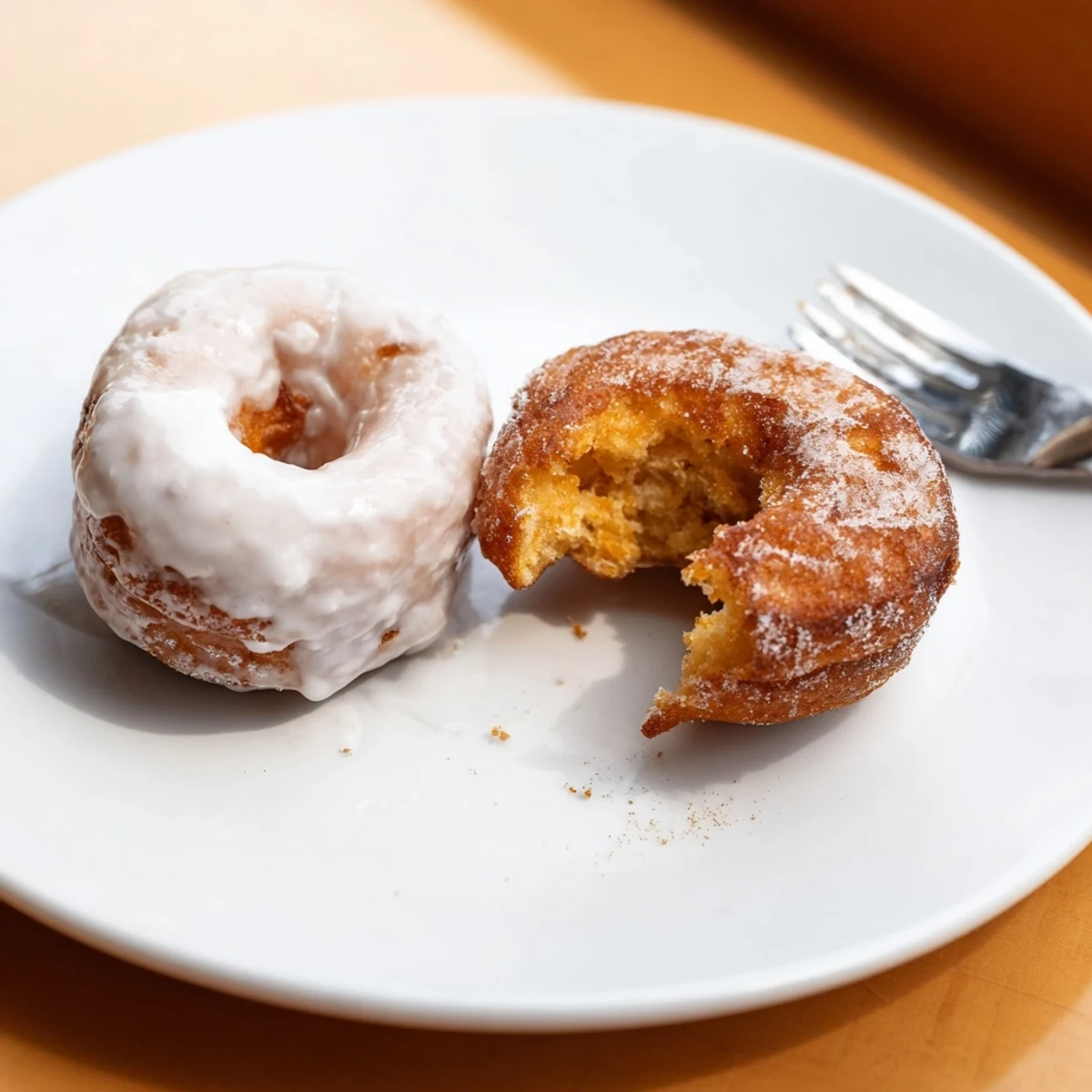 Warm Banana Donuts cooling on a wire rack, golden edges and soft centers