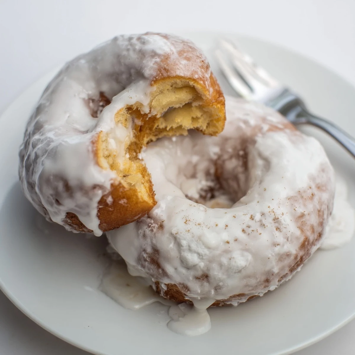 Glazed Banana Donuts stacked on a plate, sweet vanilla aroma inviting