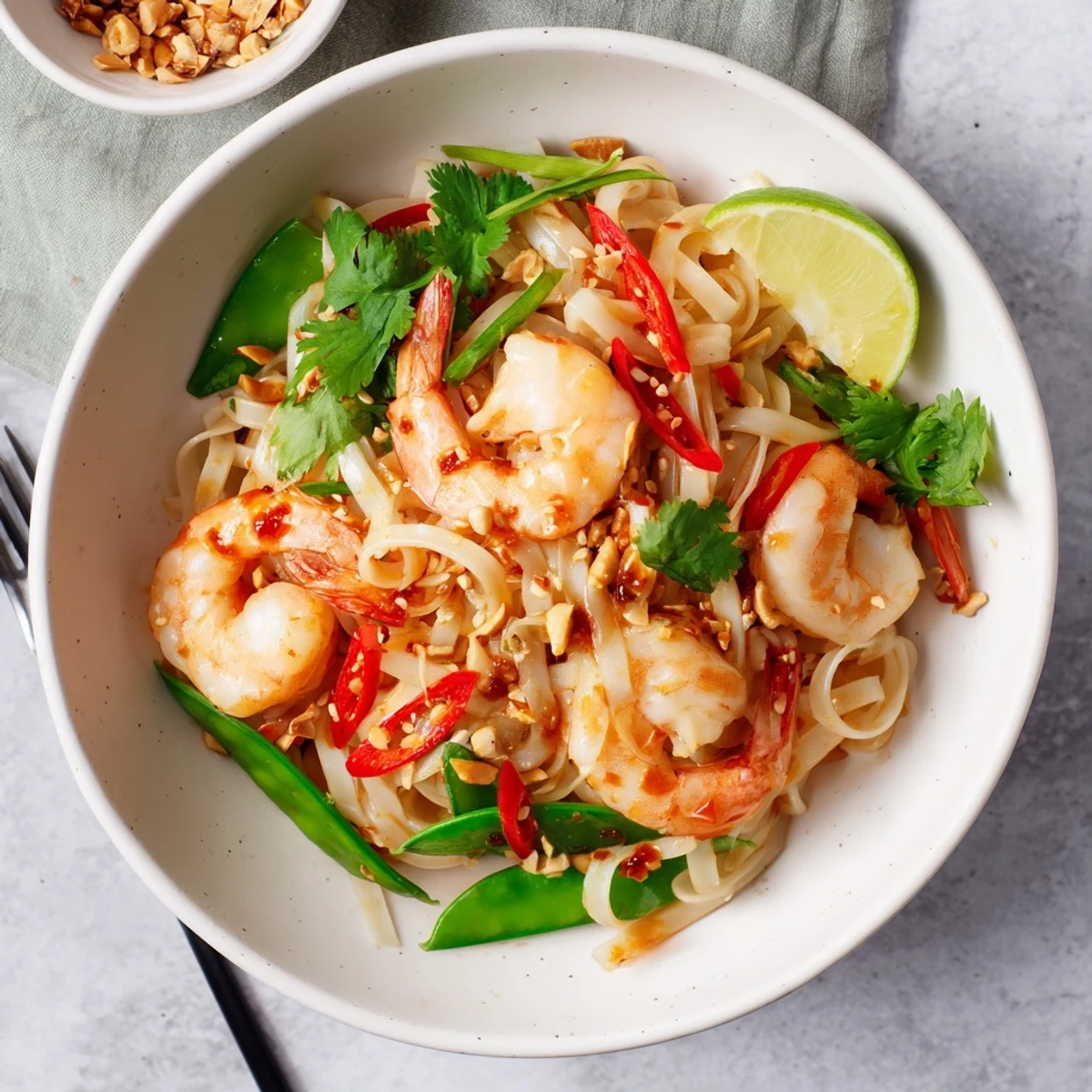 Served hot from the wok, juicy, glistening prawns in Spicy Garlic Shrimp Noodles Recipe