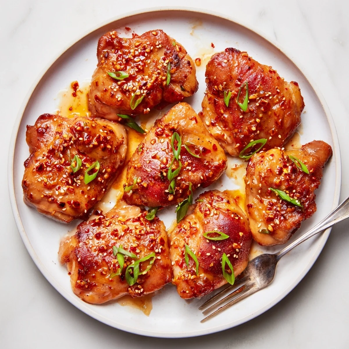 Sticky Sweet Savory Apricot Chicken glazed, glossy thighs steaming beside fluffy white rice