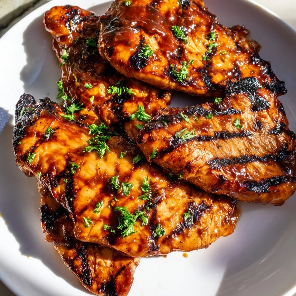 Juicy Grilled Coca Cola glazed chicken breast sliced open revealing tender moist meat