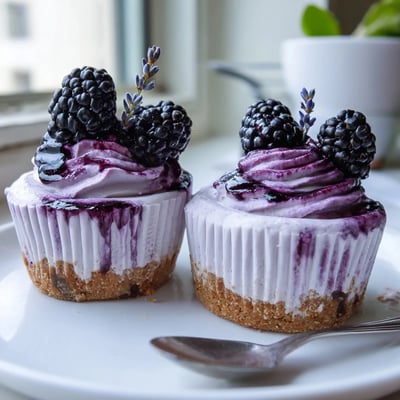 Blackberry Lavender Mini Cheesecakes