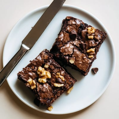 Warm ultimate brownies served alongside a scoop of creamy vanilla ice cream
